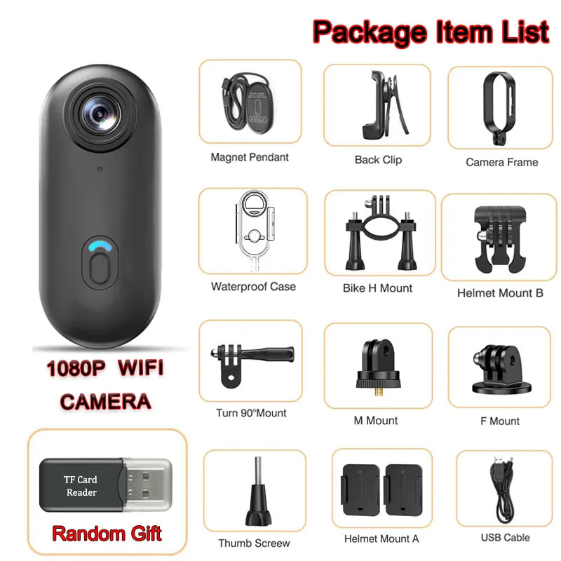 POV Magnetic Sports Camera 4K 30M Waterproof 2.4G Wireless WiFi Motorcycle Mini Small Action Body Video Vlog Cameras Helmet Bike