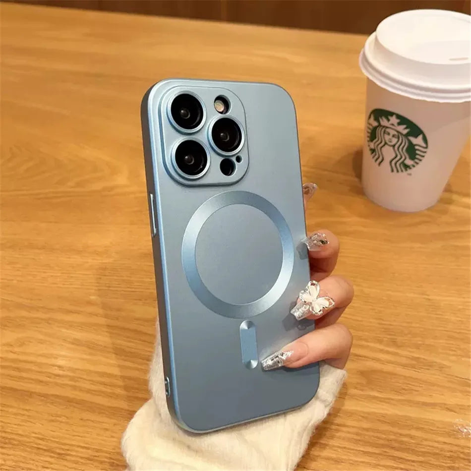 For Magsafe Magnetic Wireless Charge Case for iPhone 17 16 15 14 13 12 11 Pro Max Plus Soft Silicone Glass Lens Protection Cover