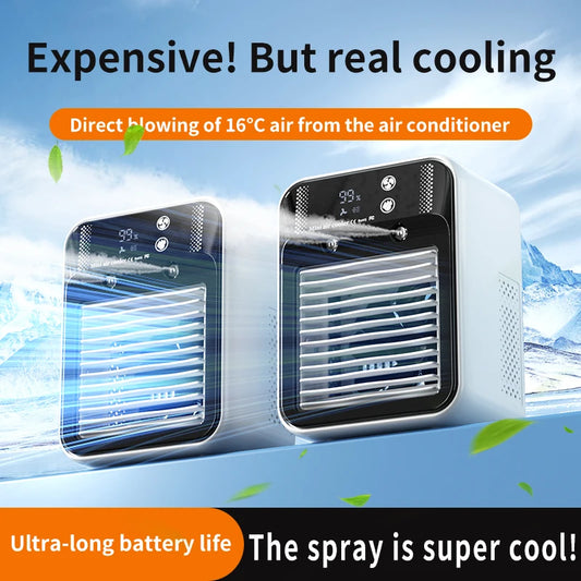 Portable Mini Air Conditioner for Dormitory | Fast Cooling Ultrasonic Nano Mist LCD Display Rechargeable Portable Outdoor Cooler