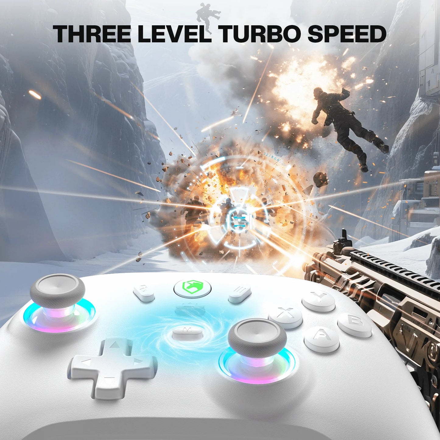 ECHTPower Wireless PC Gaming Controller White Switch Joypad Support Android iOS