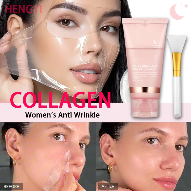 5PC Korean Collagen Wrapping Peel Off Facial Mask Elasticity Hydration Reduces Sagging Dullness Hydrolyzed Collagen Skin Care