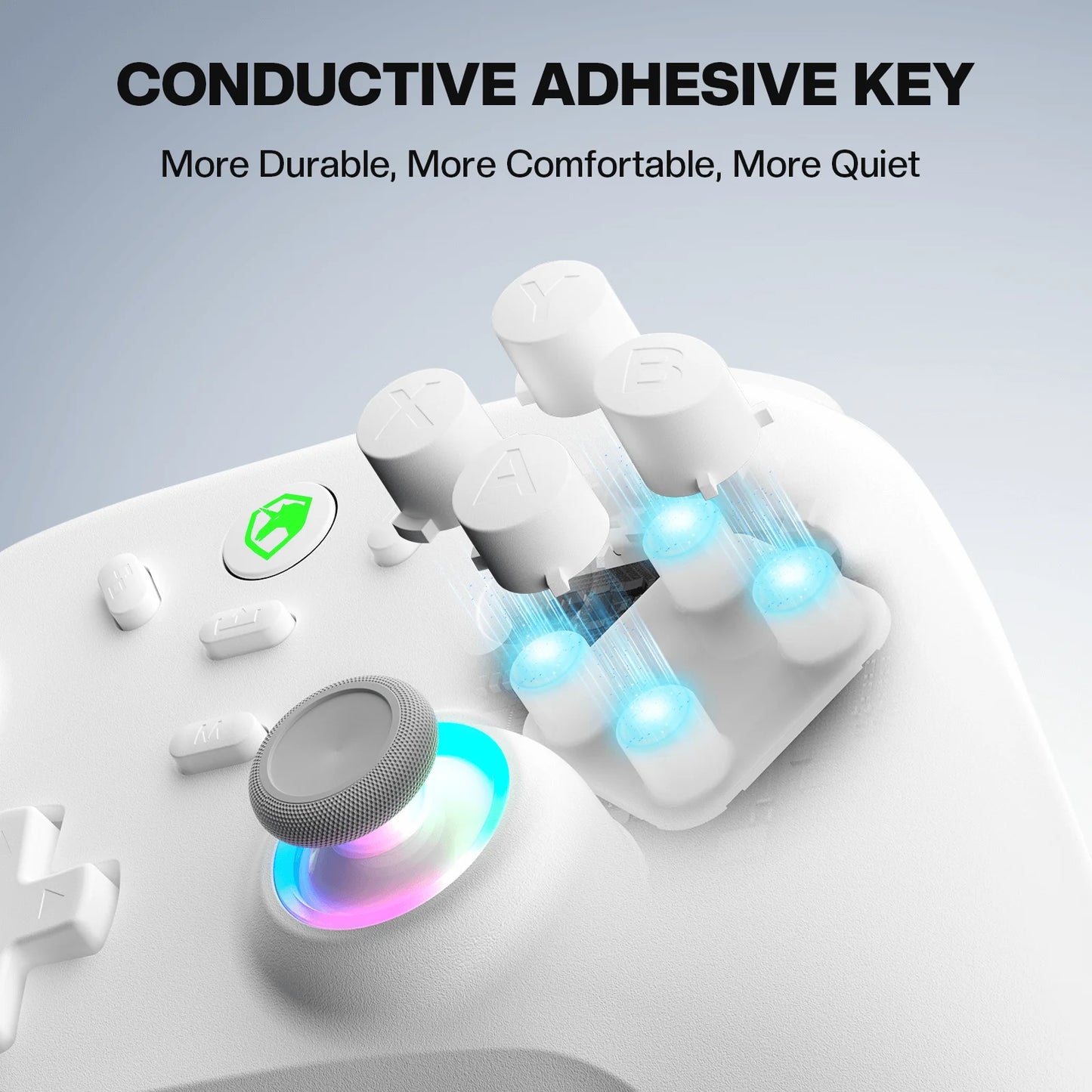 ECHTPower Wireless PC Gaming Controller White Switch Joypad Support Android iOS