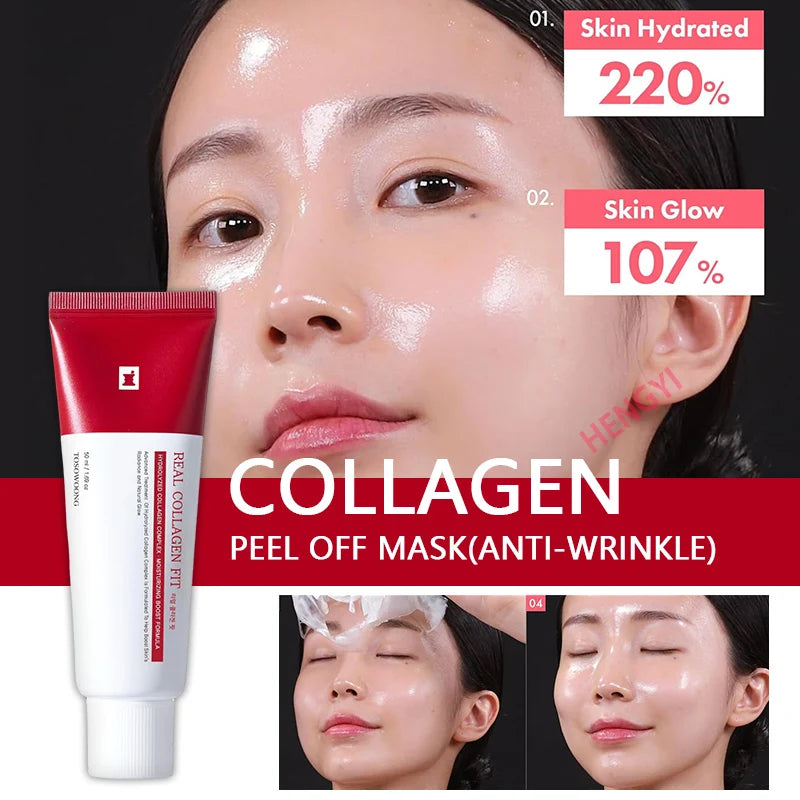 New Collagen Wrapping Mask Peel Off Facial Mask for ElasticityV Hydrating Glow Glass Skin Face Moisturizer Korean Skin Care 50ml