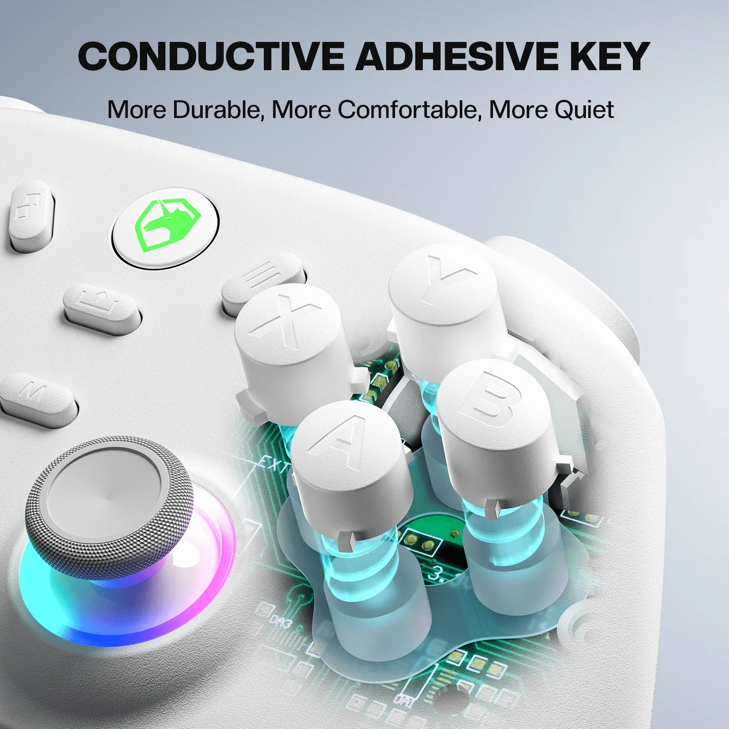 ECHTPower Wireless PC Gaming Controller White Switch Joypad Support Android iOS