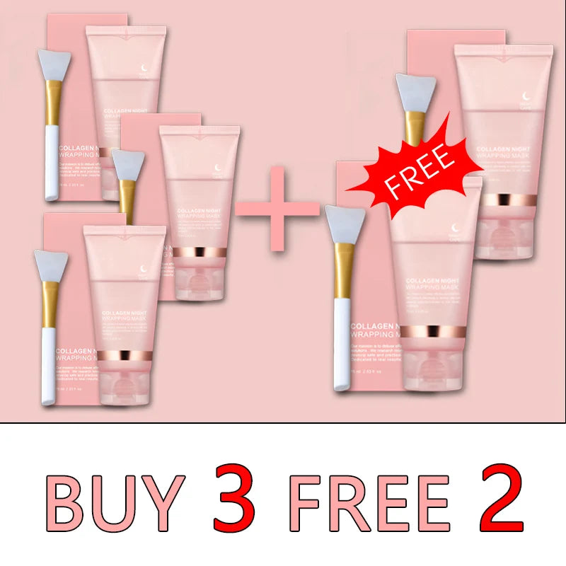5PC Korean Collagen Wrapping Peel Off Facial Mask Elasticity Hydration Reduces Sagging Dullness Hydrolyzed Collagen Skin Care