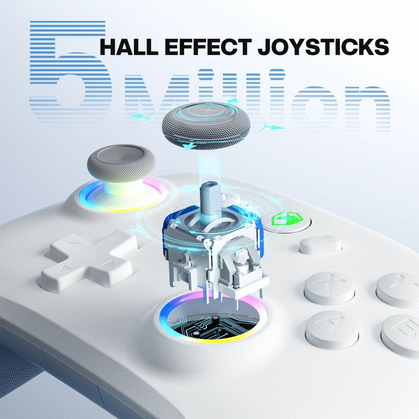 ECHTPower Wireless PC Gaming Controller White Switch Joypad Support Android iOS