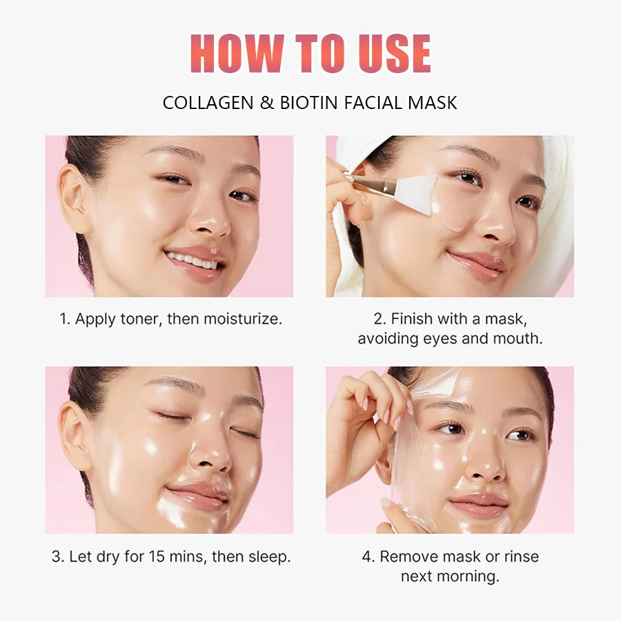 Collagen Biotin Sleeping Mask Night Cream Women Dry Skin Face Care