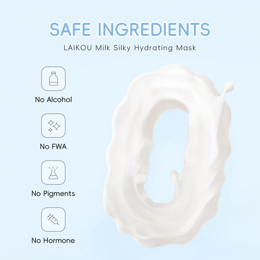 LAIKOU Milk Silky Hydrating Mask Brightening Collagen Sheet Mask Anti-Age Skin Care Moisturizing Face Mask 25g*20pcs