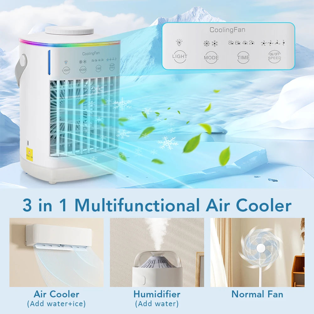 Portable Cold Air Conditioner Evaporative Air Cooler Mini Usb Table Fan Desktop Air Conditioning Fan Humidifier for Home Room