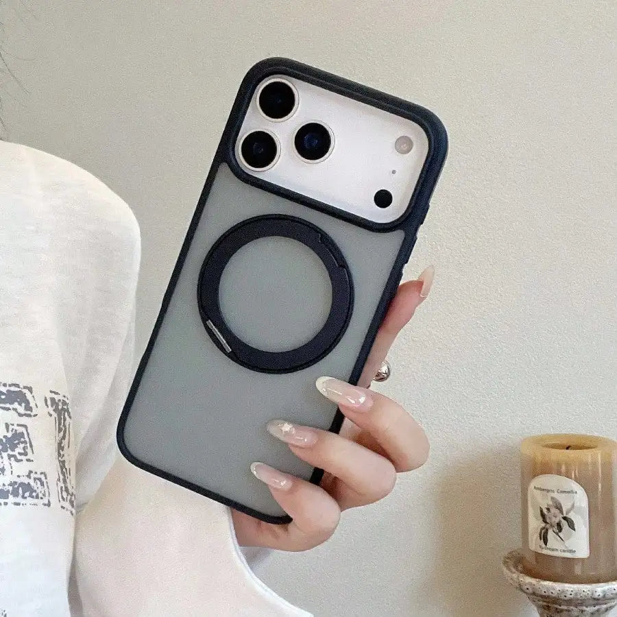 Compatible with iPhone 17 Pro Max,16,15,14,13 Phone Case, Skin-Friendly Feel, 360 °   Selectable Metal Holder, Fall Protection.