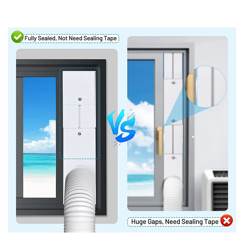 AT44-Portable Air Conditioner Window Vent Kit With 5.9In Exhaust Hose Seamless Adjustable Sliding Door AC Kit Window Seal Kit