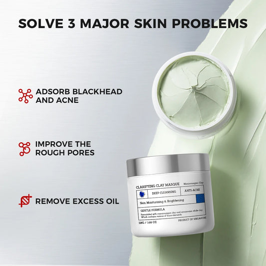 110g × 3 NING Clarifying Clay Mask – Triple-Action Deep Cleanser with Amino Acids, Oil Control & Gentle Pore Care