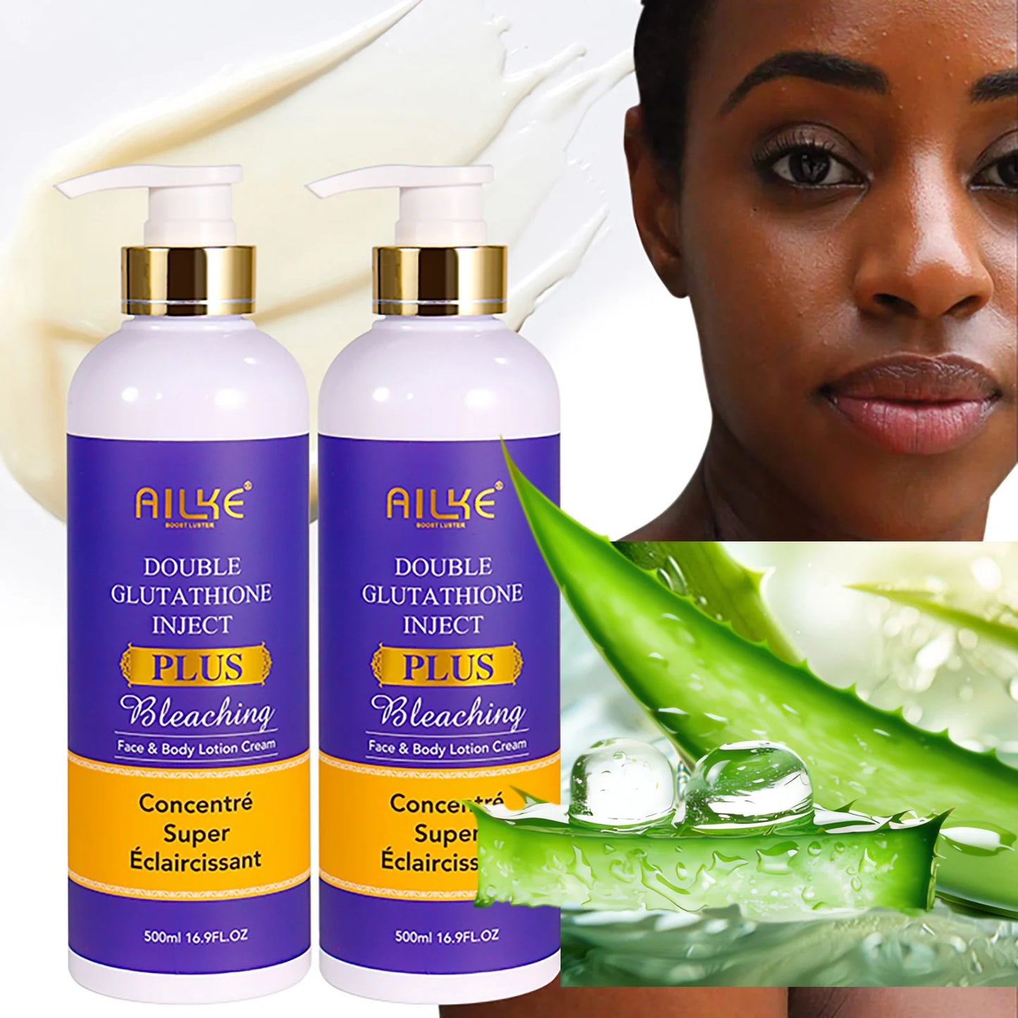 AILKE Glutathione PLUS Skin Care Set, Advanced Lightening Lotion, Moisturizes, Softens Skin, Skin Glowing Range for Men Women