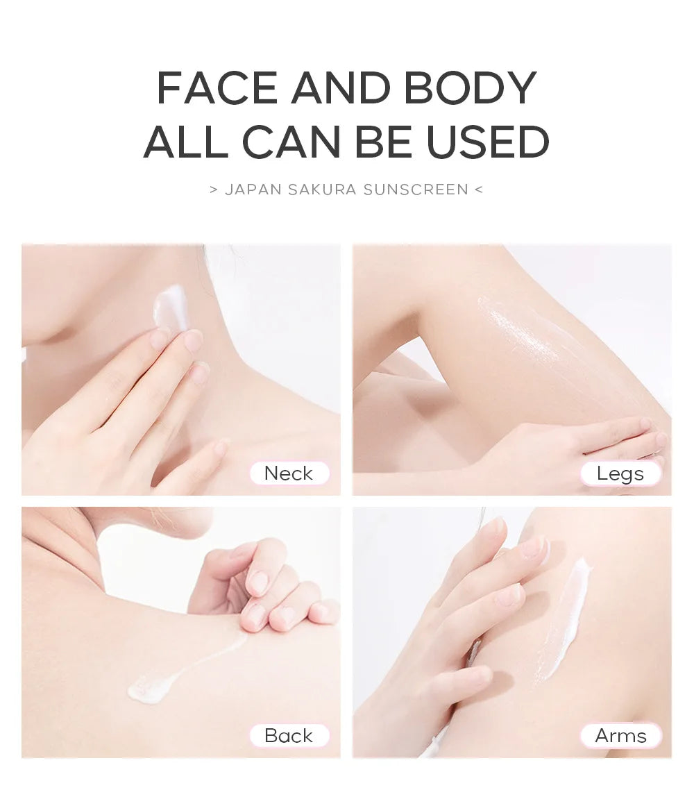 LAIKOU Sakura Sunscreen Cream SPF50+ UV Protection Face Body Refreshing Waterproof Moisturizing Concealer 30g ﻿