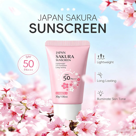 LAIKOU Sakura Sunscreen Cream SPF50+ UV Protection Face Body Refreshing Waterproof Moisturizing Concealer 30g ﻿
