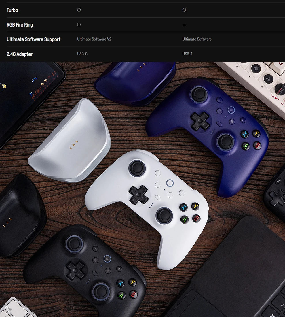 8BitDo Ultimate 2 Wireless Gaming Controller for PC / Android with TMR Joysticks, Switchable Triggers, Motion Control, 8Speed