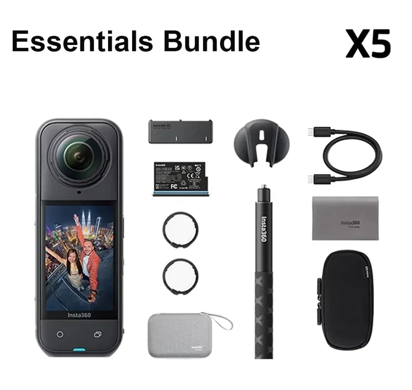 Insta360 X5 8K VR 360° Sports Action Camera | Waterproof to 15m, AI, PureVideo Night Mode