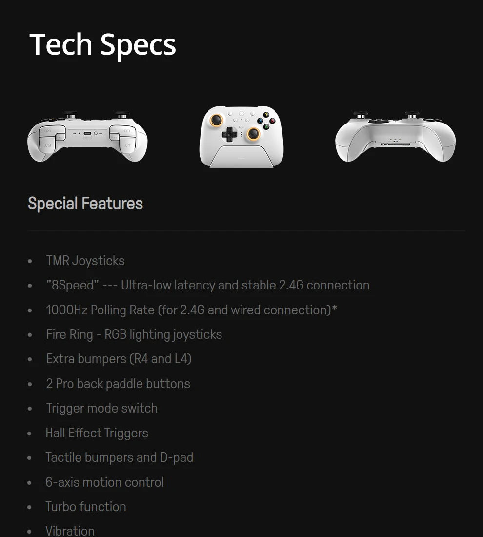 8BitDo Ultimate 2 Wireless Gaming Controller for PC / Android with TMR Joysticks, Switchable Triggers, Motion Control, 8Speed