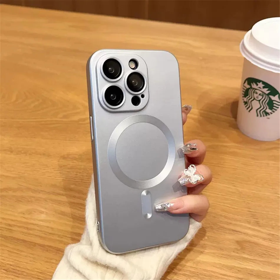 For Magsafe Magnetic Wireless Charge Case for iPhone 17 16 15 14 13 12 11 Pro Max Plus Soft Silicone Glass Lens Protection Cover