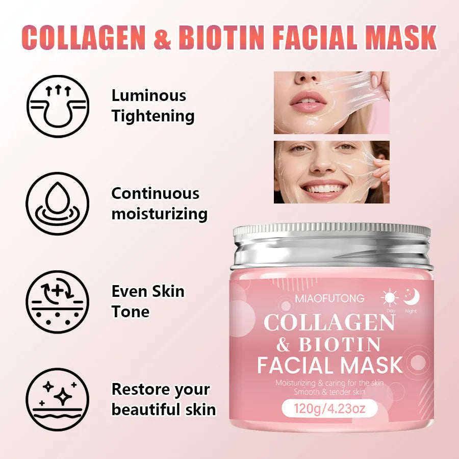 Collagen Biotin Sleeping Mask Night Cream Women Dry Skin Face Care