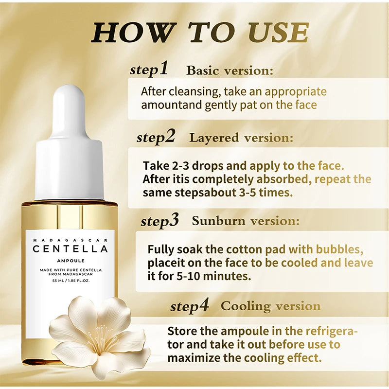 Madagascar Centella Asiatica Ampoule Facial Serum,Facial Moisturizing,Brightening,Tightening and Repair,Reduce Fine Lines/Pores