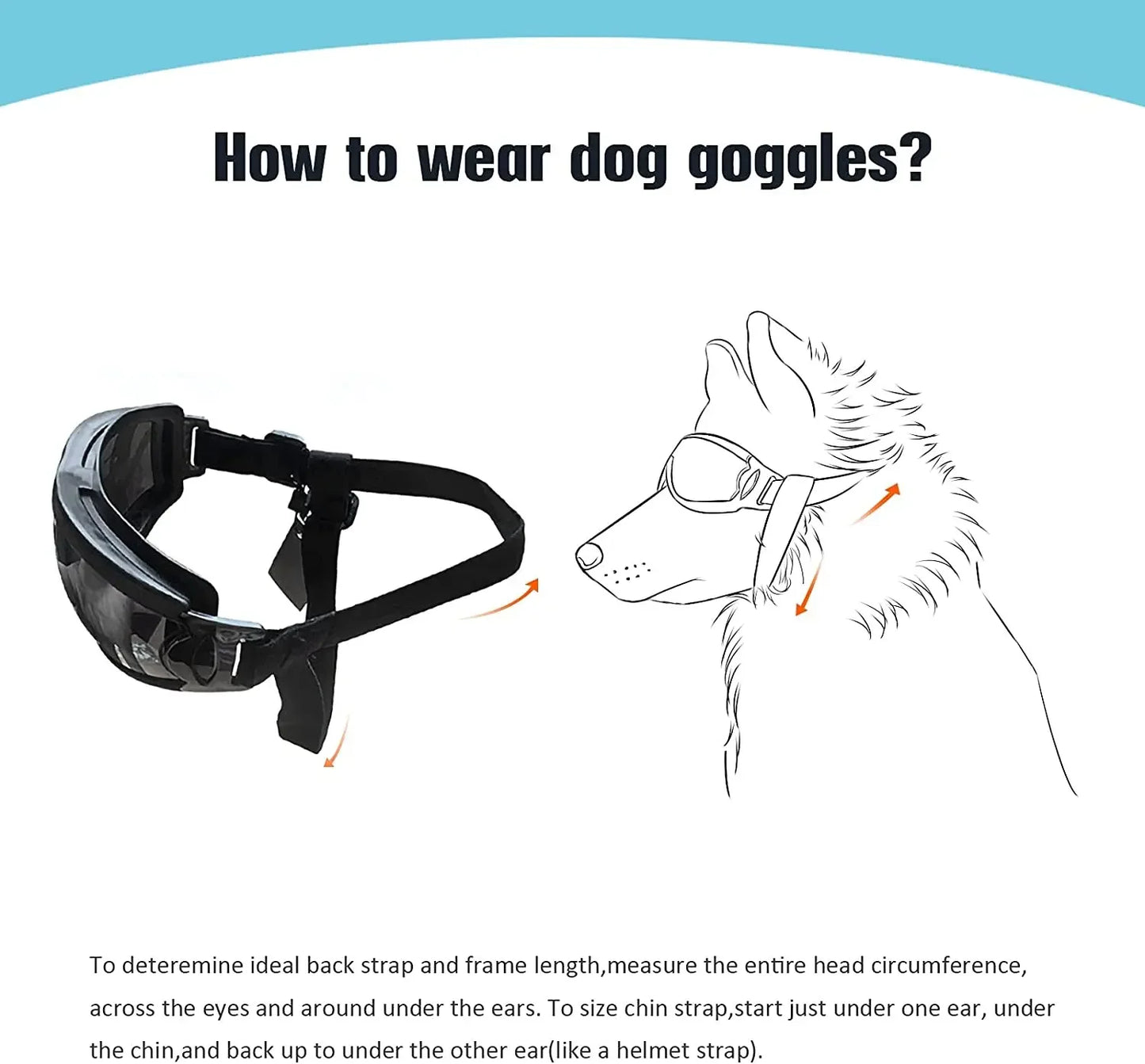 Dog Sunglasses Dog Goggles Adjustable Strap for Travel Skiing and Anti-Fog Snow Goggles Pet Goggles for Medium and Large Dogs