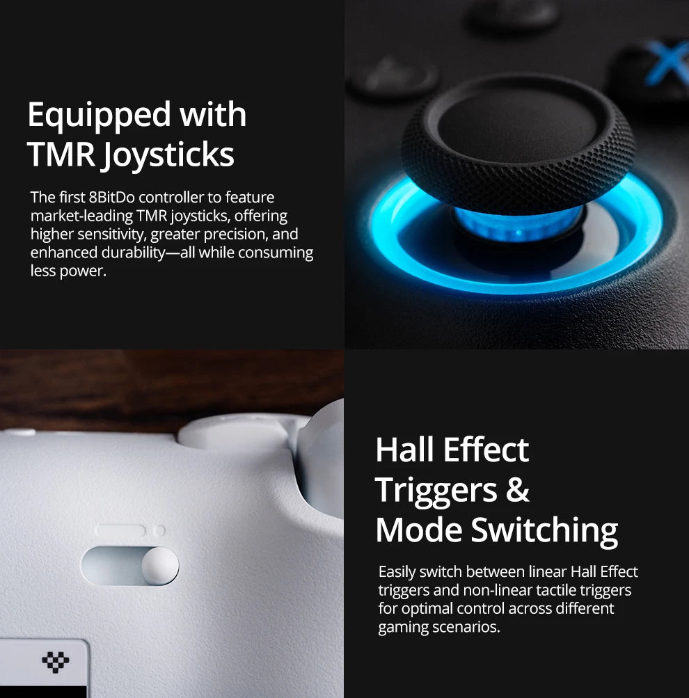 8BitDo Ultimate 2 Wireless Gaming Controller for PC / Android with TMR Joysticks, Switchable Triggers, Motion Control, 8Speed