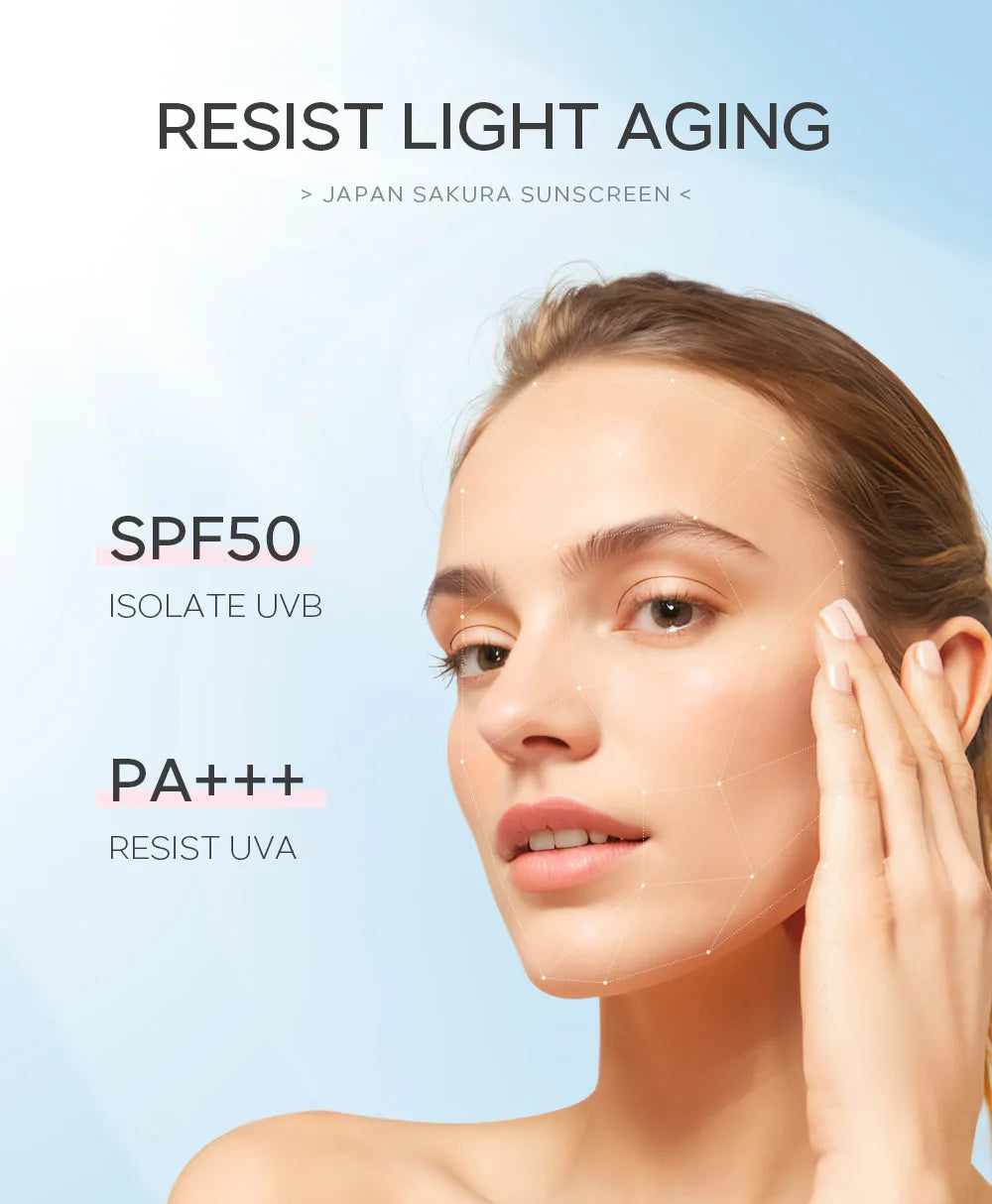 LAIKOU Sakura Sunscreen Cream SPF50+ UV Protection Face Body Refreshing Waterproof Moisturizing Concealer 30g ﻿
