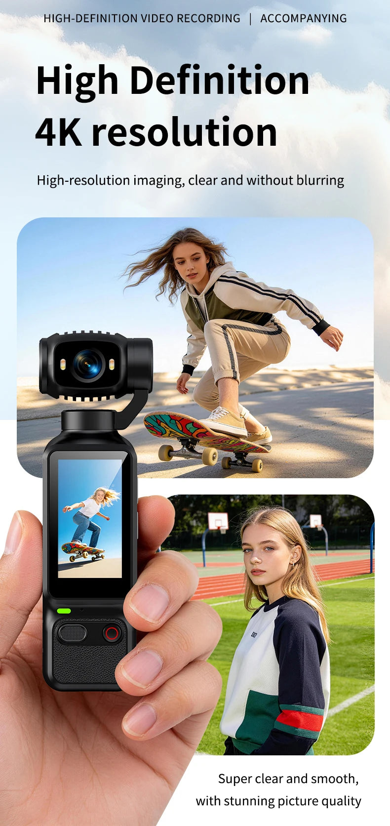 Portable HD 4K Action Camera Manual 90 180 Degree Rotation For YouTube Vlog Video Recording Record Life Handheld Action Camera
