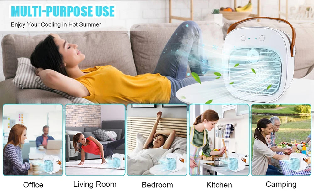 Portable Air Conditioner Rechargeable Mini Air Conditioners Personal Air Conditioning Cordless Air Cooler Fan For Room Camping