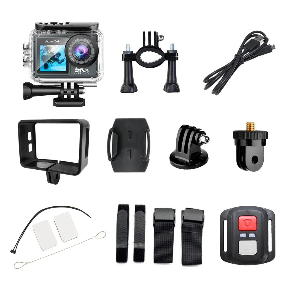 5K Action Camera 4K60FPS 2.0 Inch Touch Screen WiFi 170° Wide Angle 30M Waterproof Bicycle Motorcycles Sports Cameras