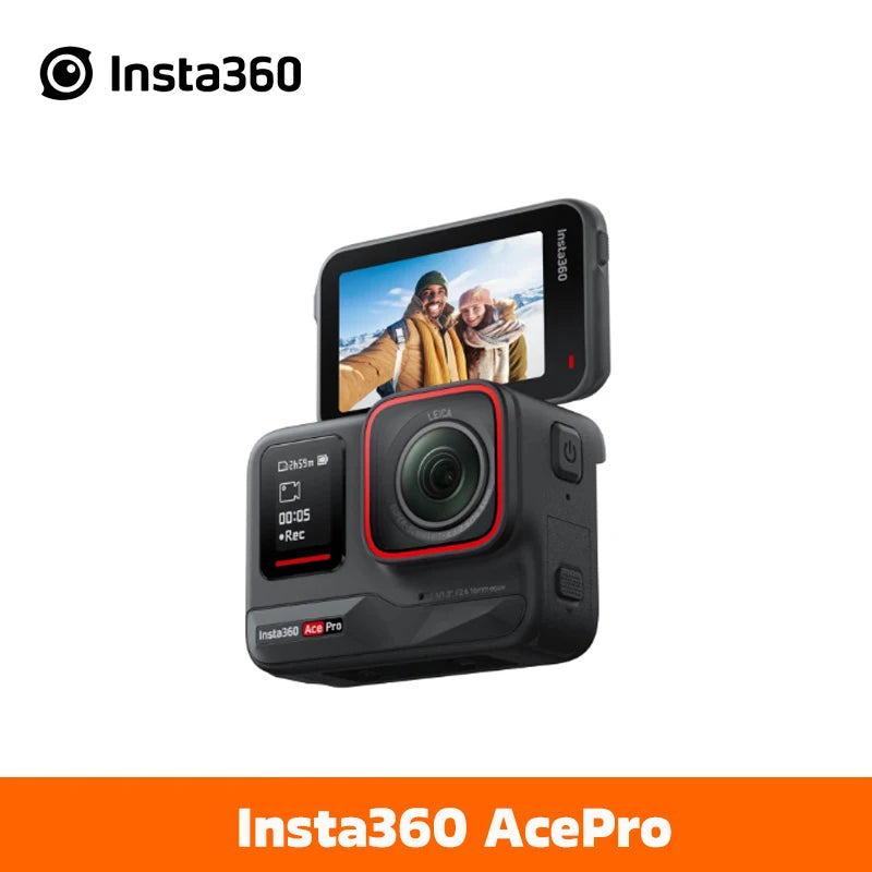 Insta360 Ace Pro action camera with 1/1.3 sensor, full rotational touch screen, HDR 8K magnetic holder waterproof