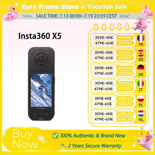 Insta360 action camera X5 New 8K 30fps Interchangeable lens Triple chip upper low light minutes autonomy Insta X5