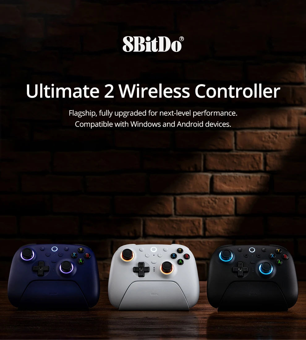 8BitDo Ultimate 2 Wireless Gaming Controller for PC / Android with TMR Joysticks, Switchable Triggers, Motion Control, 8Speed