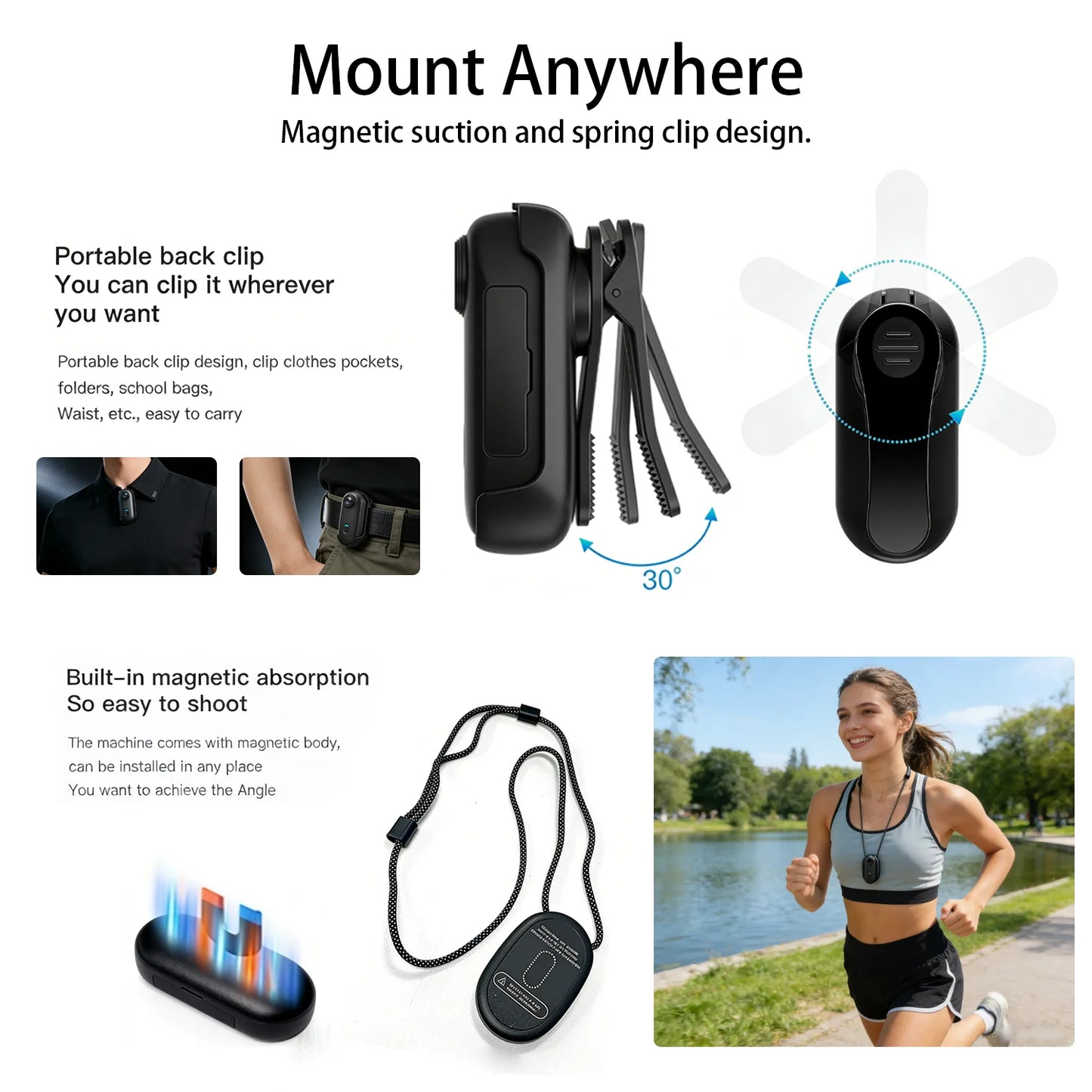 POV Magnetic Sports Camera 4K 30M Waterproof 2.4G Wireless WiFi Motorcycle Mini Small Action Body Video Vlog Cameras Helmet Bike