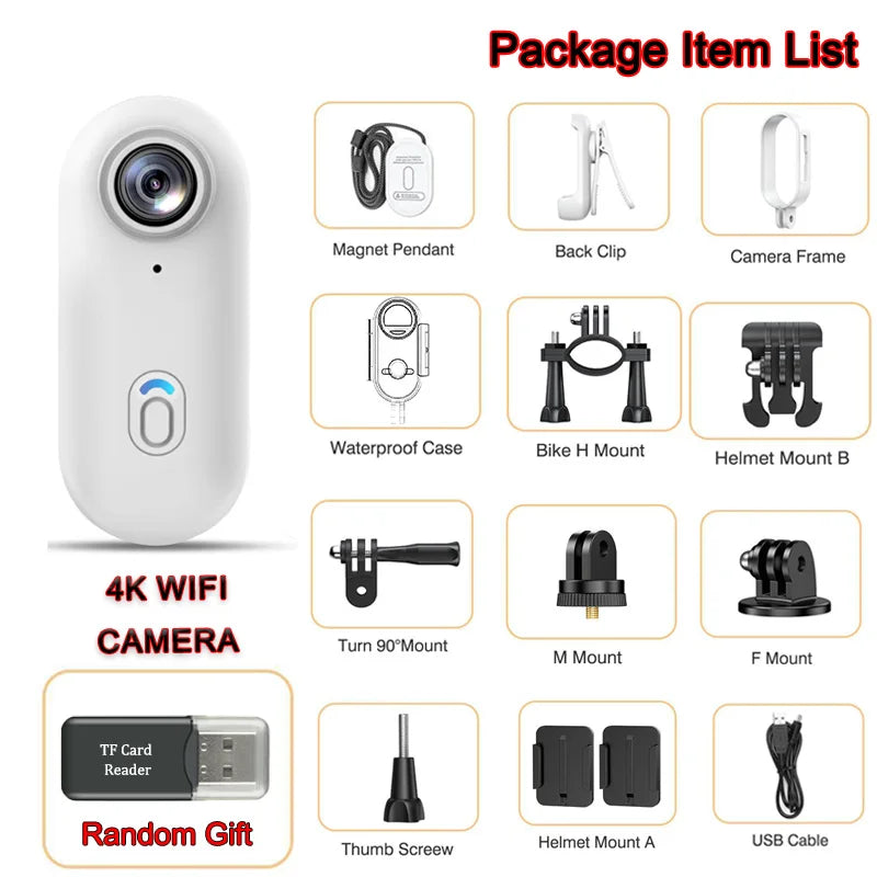 POV Magnetic Sports Camera 4K 30M Waterproof 2.4G Wireless WiFi Motorcycle Mini Small Action Body Video Vlog Cameras Helmet Bike