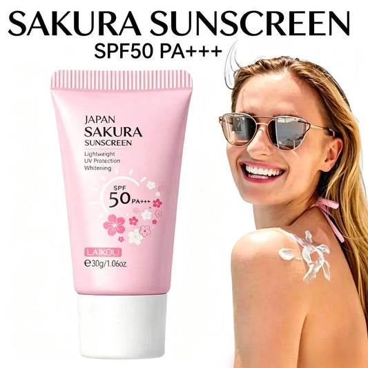 LAIKOU Sakura Sunscreen Cream SPF50+ UV Protection Face Body Refreshing Waterproof Moisturizing Concealer 30g ﻿