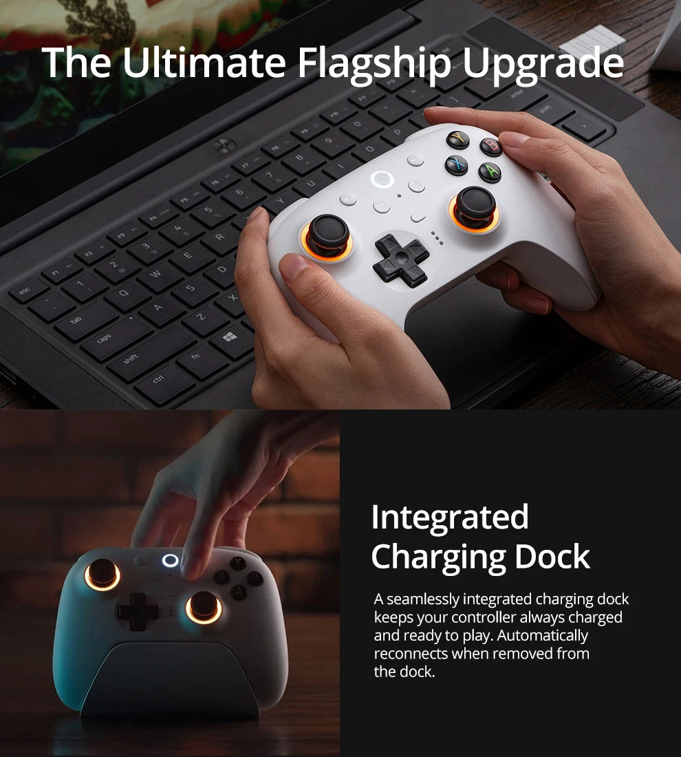 8BitDo Ultimate 2 Wireless Gaming Controller for PC / Android with TMR Joysticks, Switchable Triggers, Motion Control, 8Speed