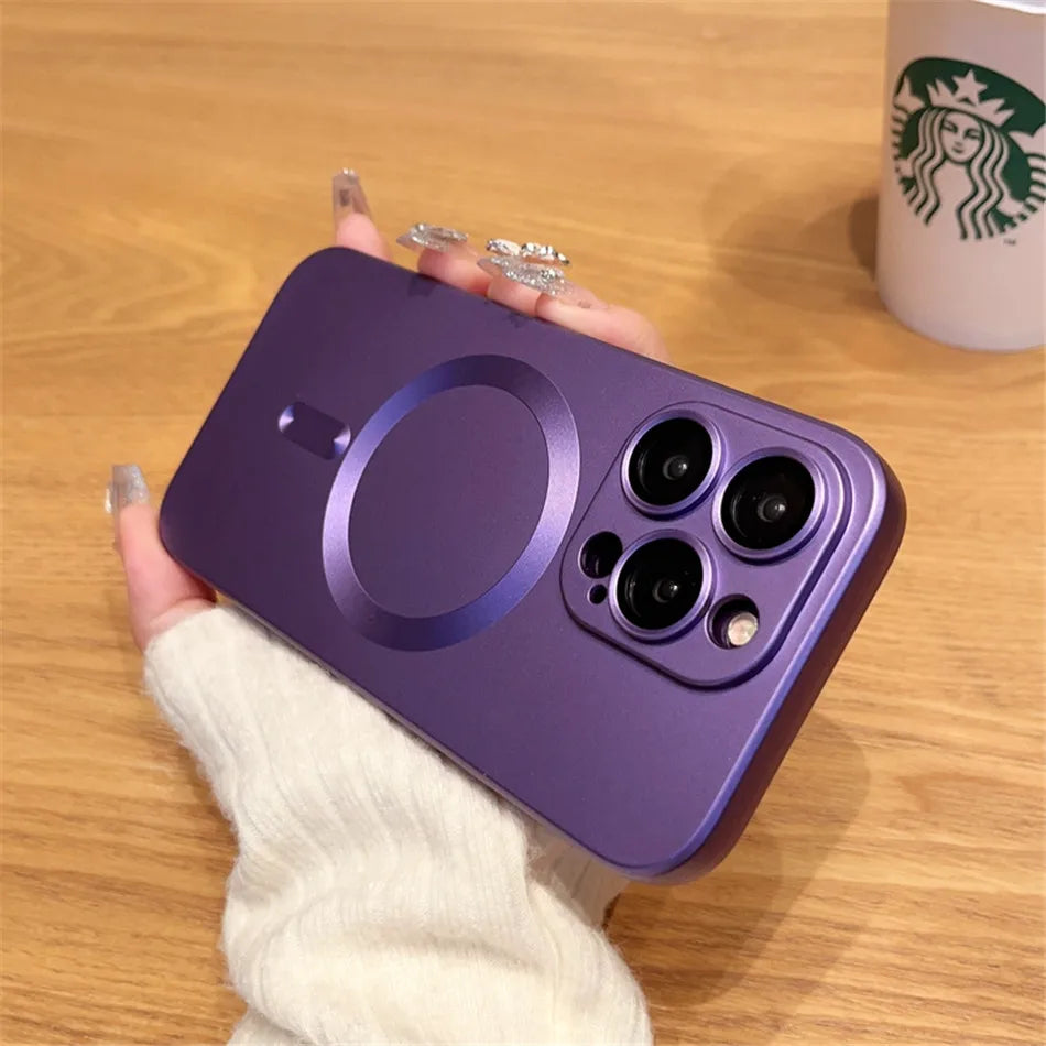 For Magsafe Magnetic Wireless Charge Case for iPhone 17 16 15 14 13 12 11 Pro Max Plus Soft Silicone Glass Lens Protection Cover