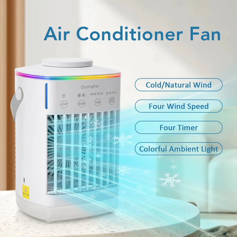 Portable Cold Air Conditioner Evaporative Air Cooler Mini Usb Table Fan Desktop Air Conditioning Fan Humidifier for Home Room