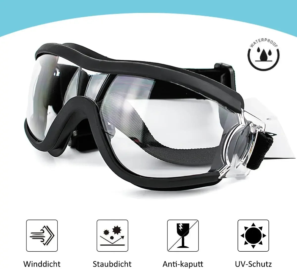 Dog Sunglasses Dog Goggles Adjustable Strap for Travel Skiing and Anti-Fog Snow Goggles Pet Goggles for Medium and Large Dogs