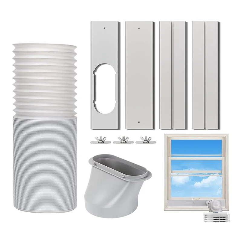 AT44-Portable Air Conditioner Window Vent Kit With 5.9In Exhaust Hose Seamless Adjustable Sliding Door AC Kit Window Seal Kit