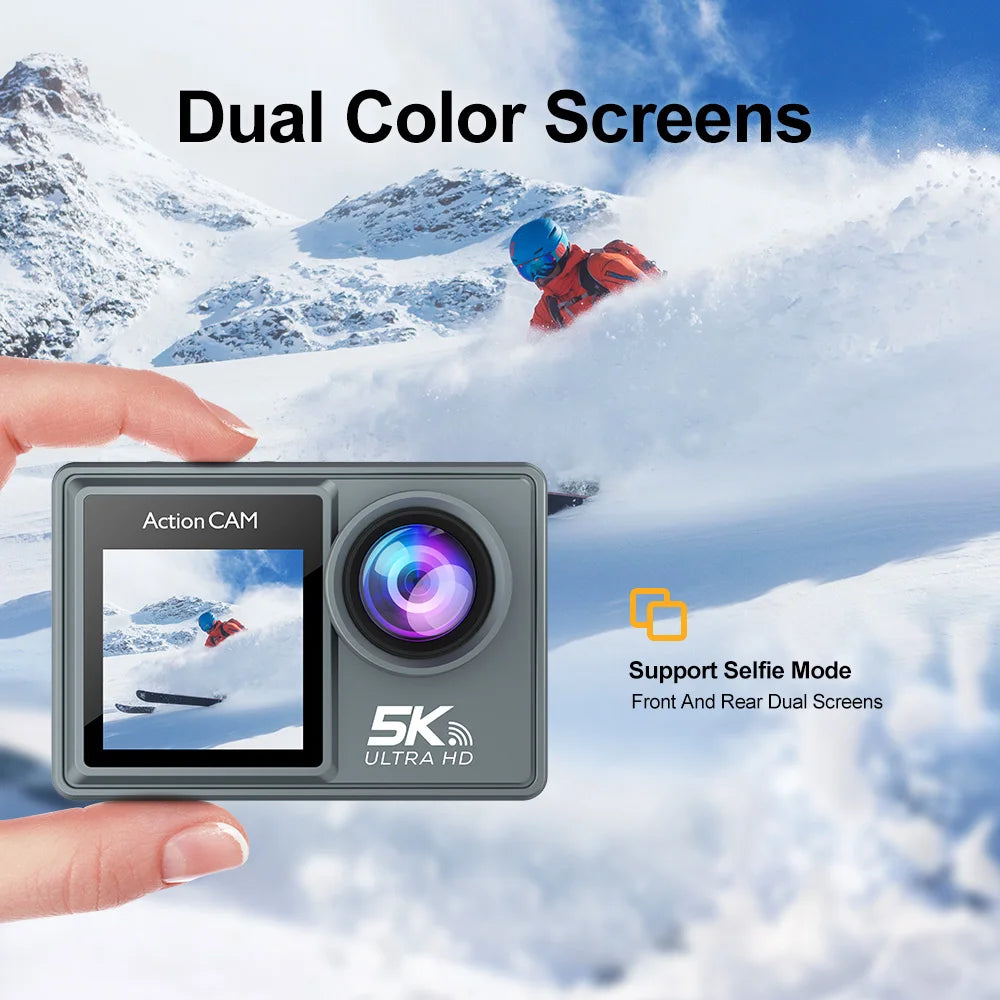5K Action Camera 4K60FPS 2.0 Inch Touch Screen WiFi 170° Wide Angle 30M Waterproof Bicycle Motorcycles Sports Cameras
