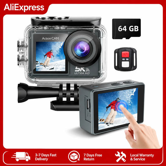 5K Action Camera 4K60FPS 2.0 Inch Touch Screen WiFi 170° Wide Angle 30M Waterproof Bicycle Motorcycles Sports Cameras