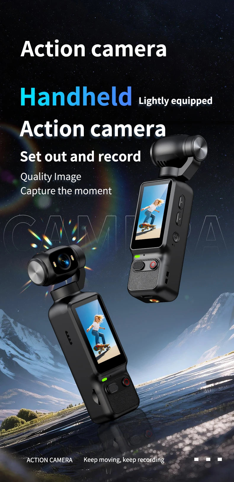 Portable HD 4K Action Camera Manual 90 180 Degree Rotation For YouTube Vlog Video Recording Record Life Handheld Action Camera