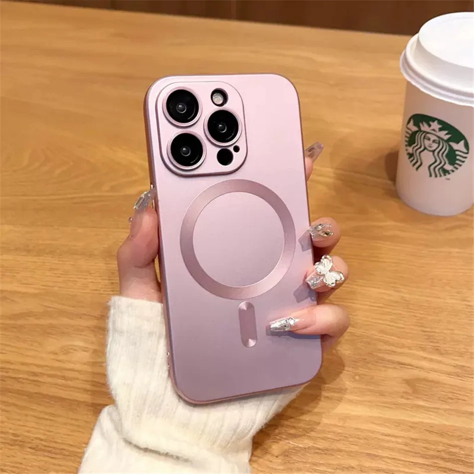 For Magsafe Magnetic Wireless Charge Case for iPhone 17 16 15 14 13 12 11 Pro Max Plus Soft Silicone Glass Lens Protection Cover
