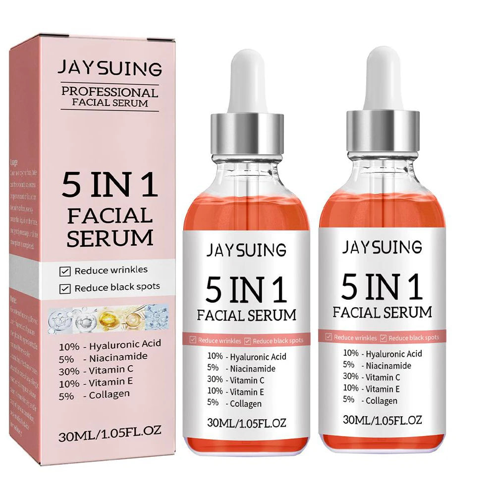 5 In 1 Face Serum 30% Vitamin C Moisturizing Whitening Anti Wrinkle Aging Niacinamide Hyaluronic Acid Facial Serum SkinCare 30ml