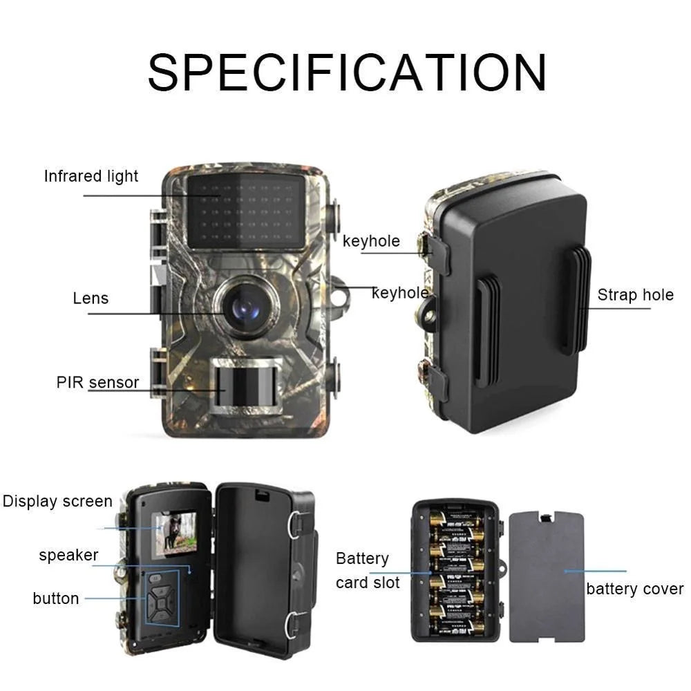 Mini Hunting Trail Camera 1080P 940nm 16MP Infrared Night Vision Motion Activated Tracking Photo Trap Cam Wild Surveillance