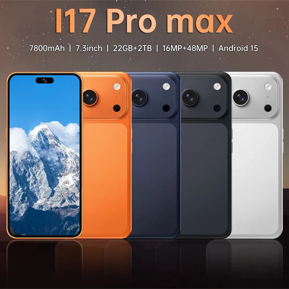 K-Touch New Ai iFone 17 Pro Maxi Smartphone Android 5G 7.3HD 22G+2TB Smart Mobile Phones 16+48MP Dual Sim 7800mAh Unlocked Cell Phone Global Version