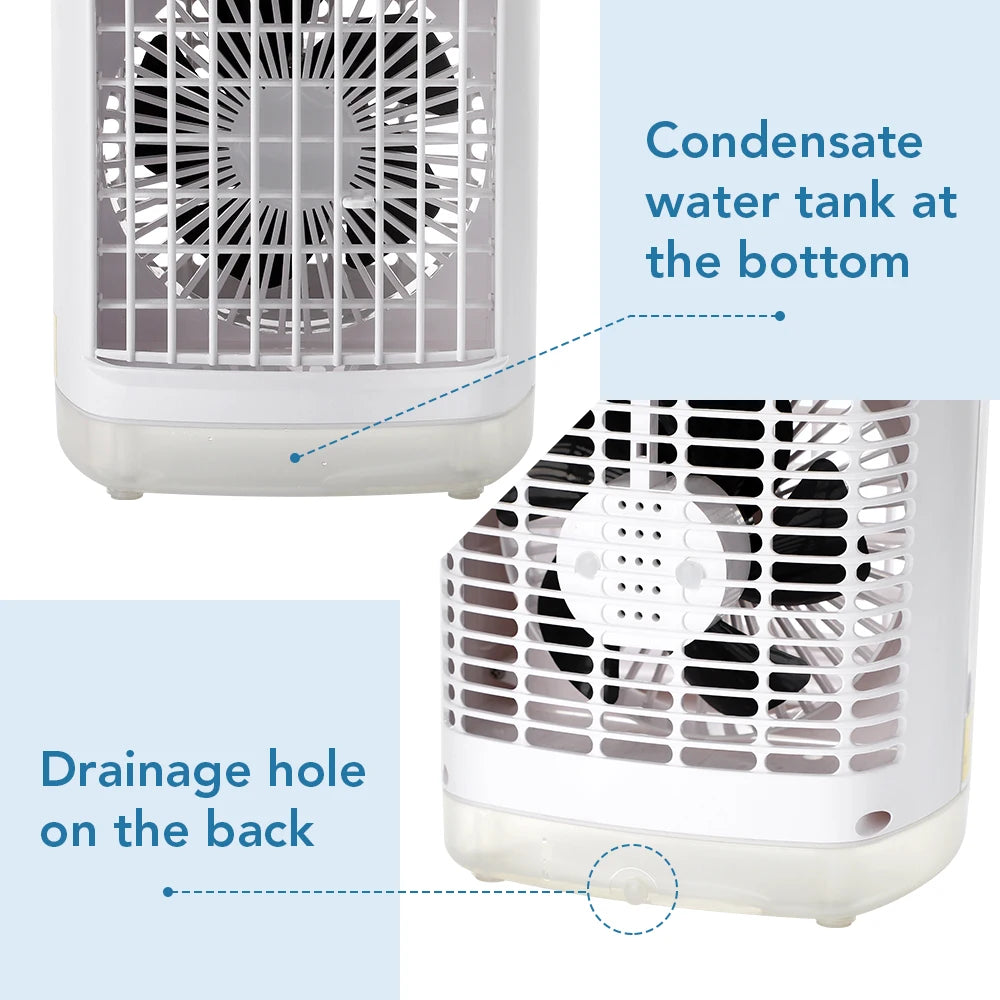 Portable Cold Air Conditioner Evaporative Air Cooler Mini Usb Table Fan Desktop Air Conditioning Fan Humidifier for Home Room